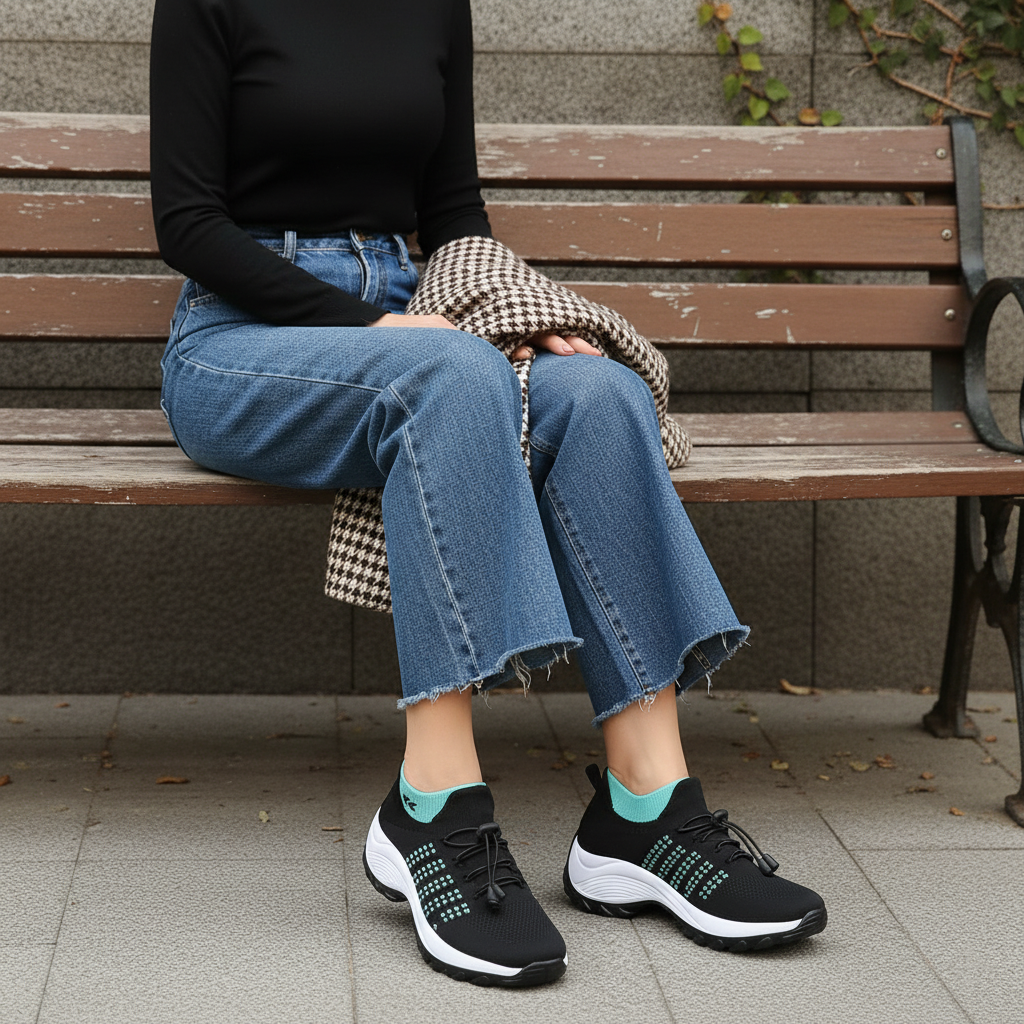 Linda | Orthopedic Knit Fabric Shoes in Green & Black