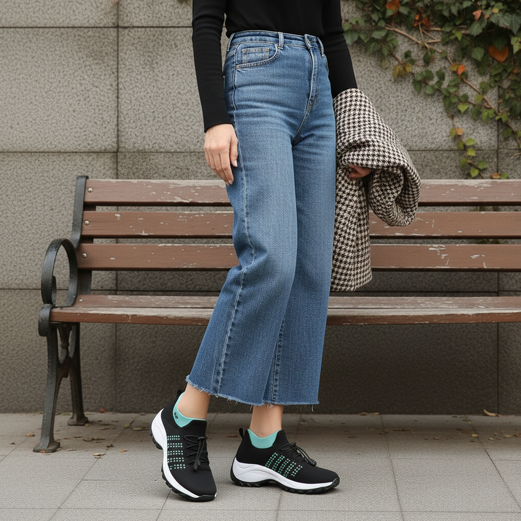 Linda | Orthopedic Knit Fabric Shoes in Green & Black