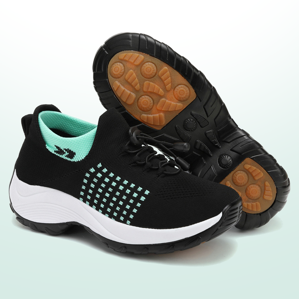 Linda | Orthopedic Knit Fabric Shoes in Green & Black