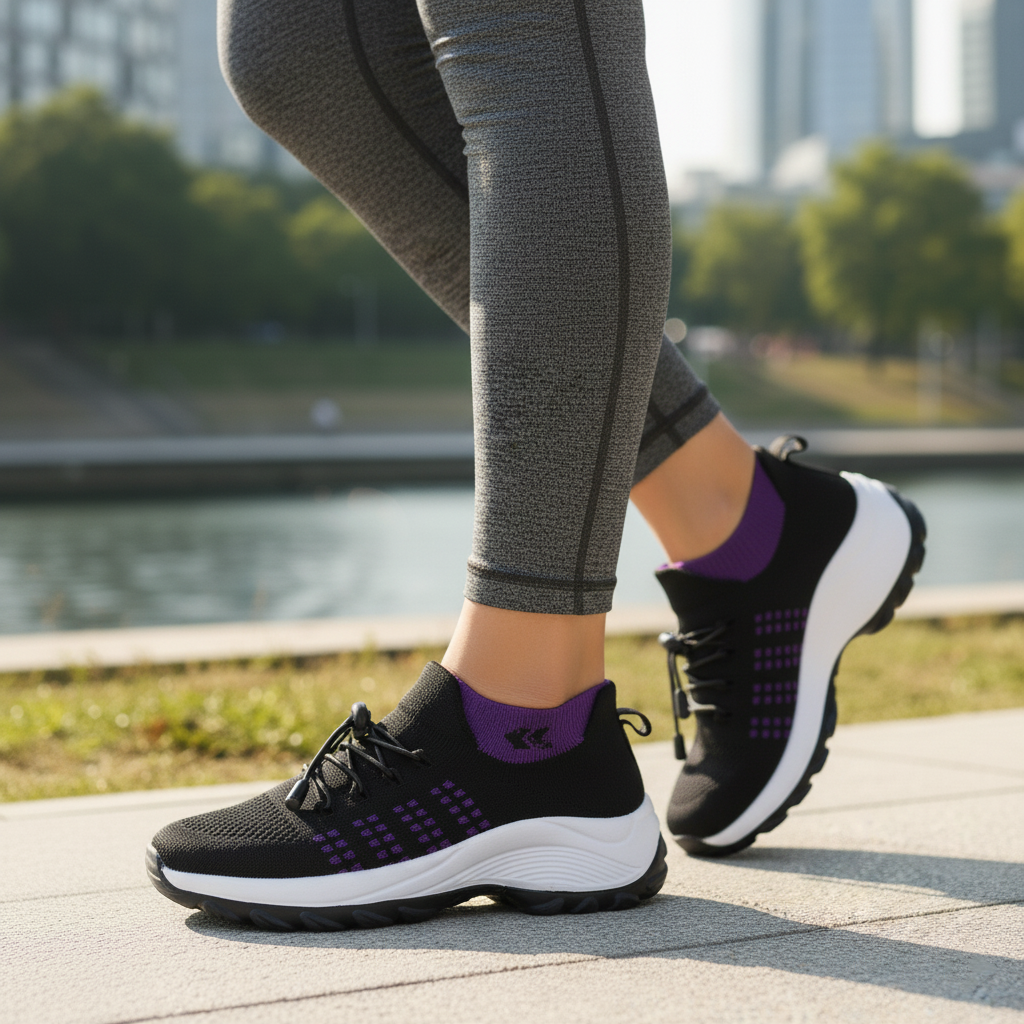 Ava | Orthopedic Knit Fabric Shoes in Purple & Black