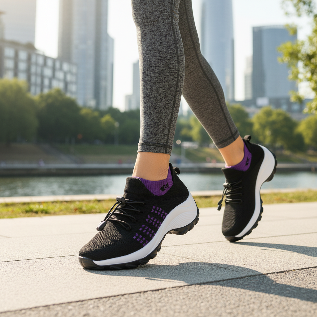 Ava | Orthopedic Knit Fabric Shoes in Purple & Black