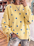 Christal | Chic Sunshine Yellow & Blue Polka Dot Sweatshirt