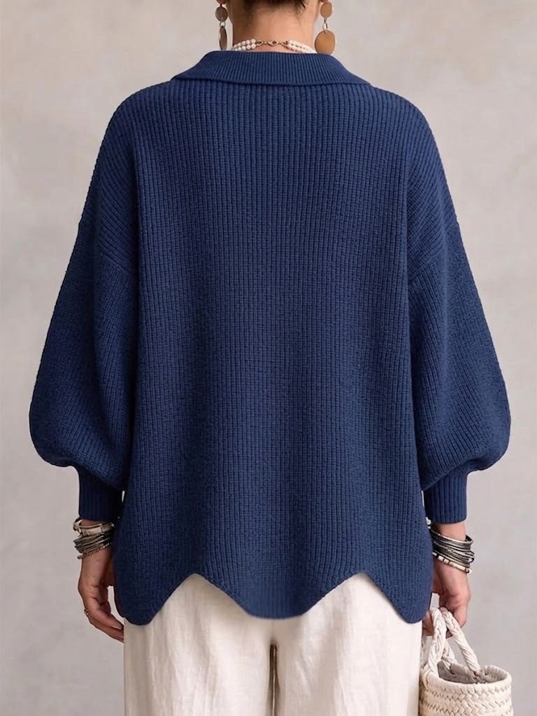 Ilona | Oversized Collared Cardigan With Large Metal Buttons