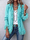 Farrah | Vibrant Chartreuse Boho Fringe Cardigan