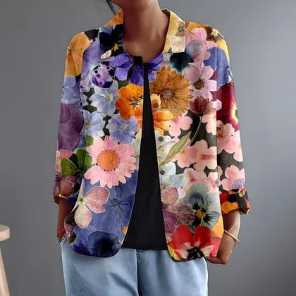 Margaret | Relaxed Floral Print Button-Front Blouse