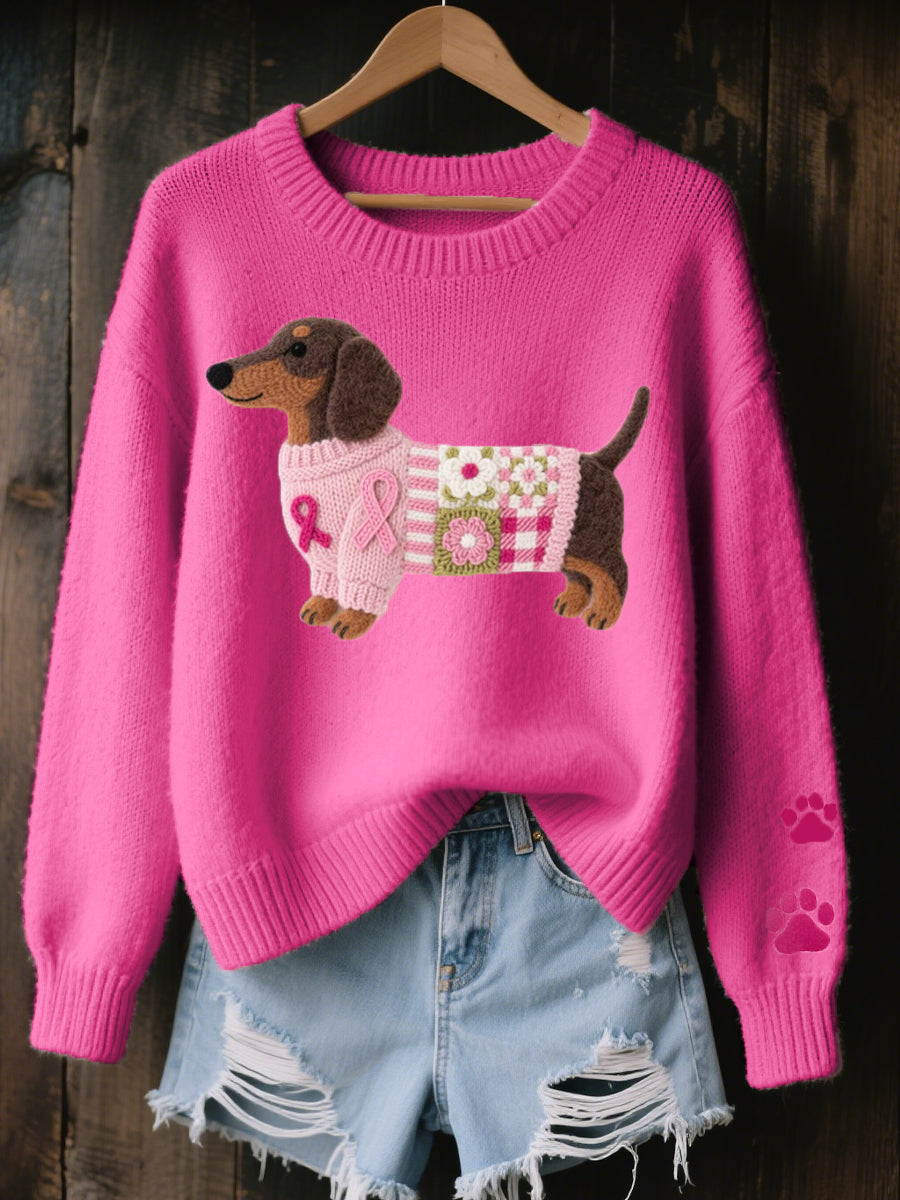 Nieve | Sweater in Knit with Dachshund Pattern