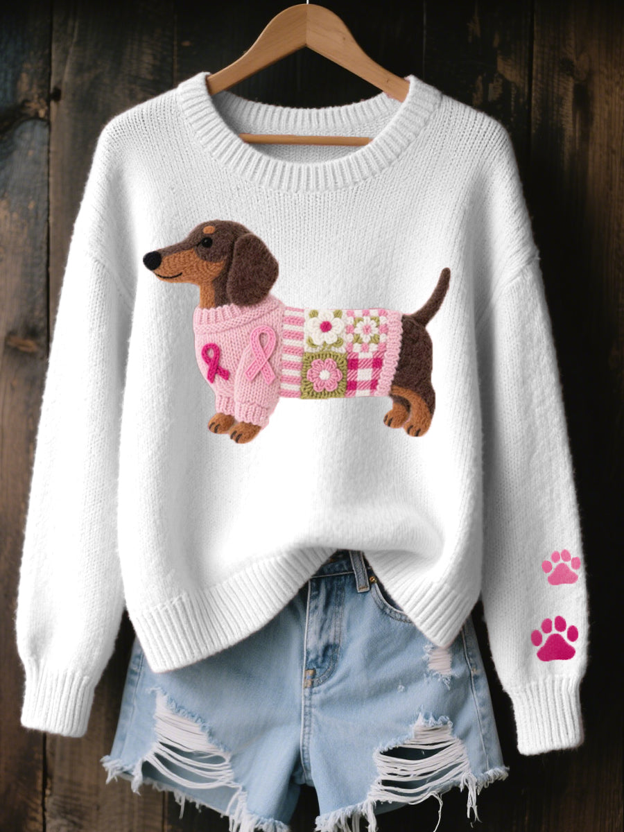 Nieve | Sweater in Knit with Dachshund Pattern