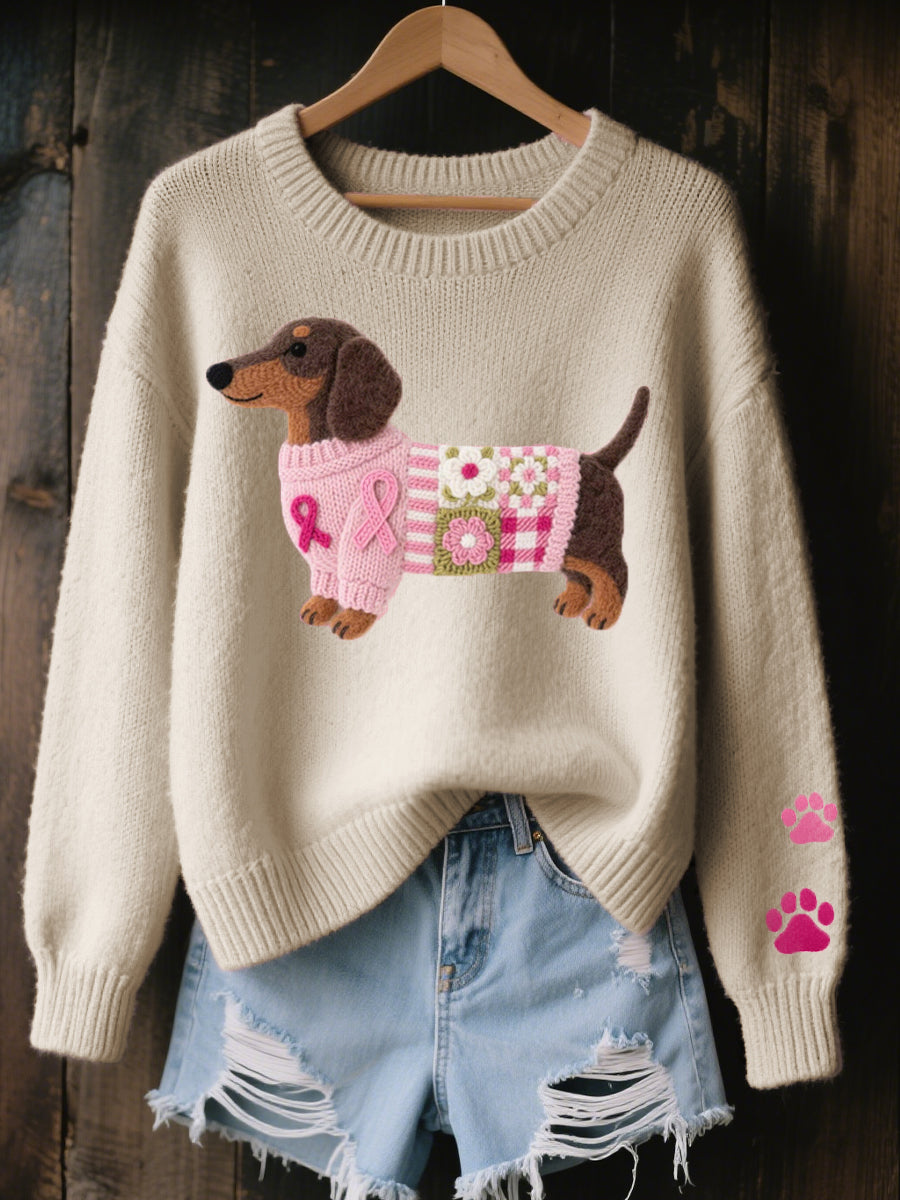 Nieve | Sweater in Knit with Dachshund Pattern