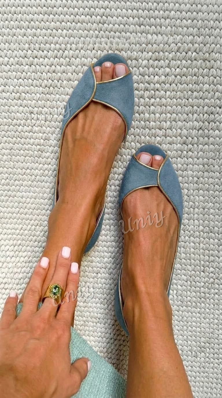 Inah | D'Orsay Ballerinas in Suede with Open Toe in Beige and Gold