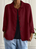 Diane | Wine Red Loose Point-Collar Blouse
