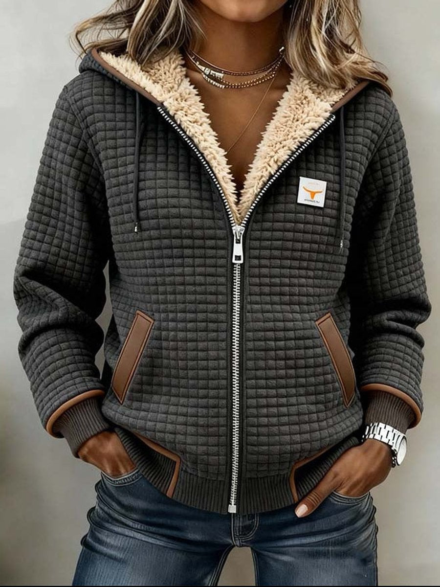 Sally | Sherpa-Lined Quilted Zip-Up Hooded Jacket