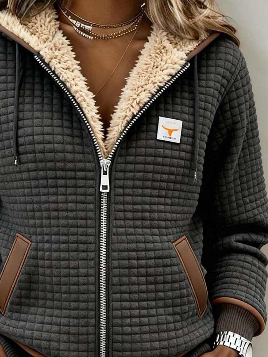 Portia | Sherpa-Lined Quilted Jacket Full-Zip Hooded Fleece